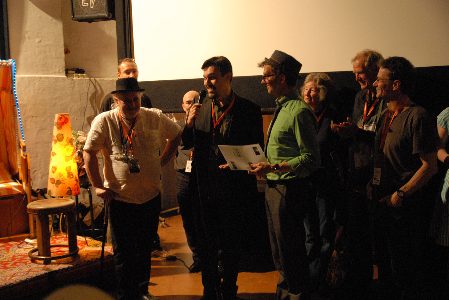 C.J. Lazaretti introduces the world premiere of Cosmico at Hamburg cinema Lichtmeß (photo: Katrin Rudolph)