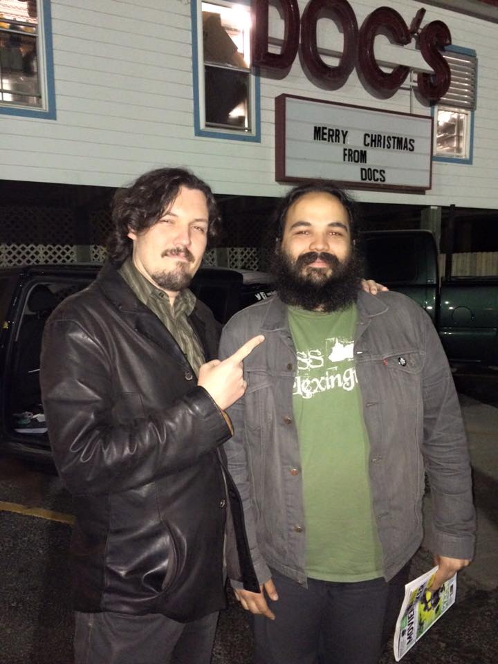 C.J. Lazaretti with Josh Deleon, of cult Texas grindcore band Greedy Mouth (photo: Robert Perez, Jr.)